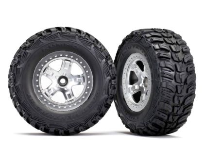 Traxxas Kumho Venture MT Reifen auf Felge satin Chrom schwarz vorne 12mm