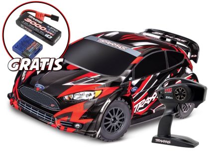 Traxxas Ford Fiesta ST Rally 4x4 BL-2S rot mit gratis 3000mAh Lipo Akku und USB-C Ladegerät