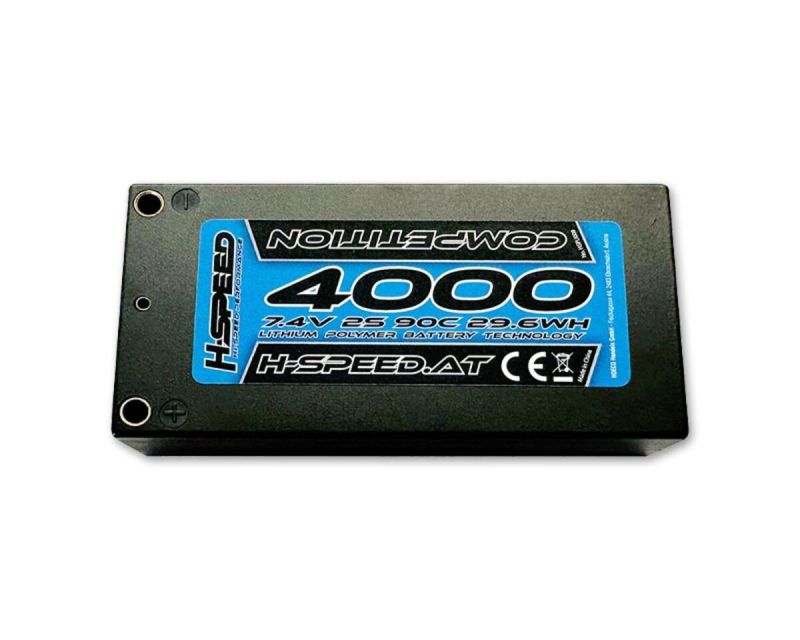 H-SPEED LiPo Competition Akku 4000mAh 2S 7.4V 90C mit 4mm Goldkontakt Stecker HSPLI009