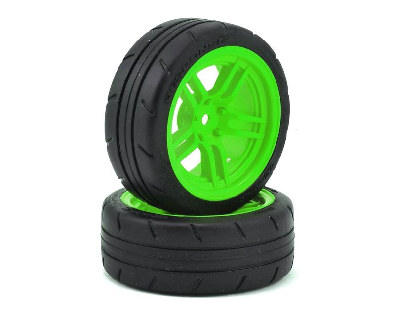 Traxxas Split Spoke Reifen auf Felgen verklebt grün vorne TRX8373G
